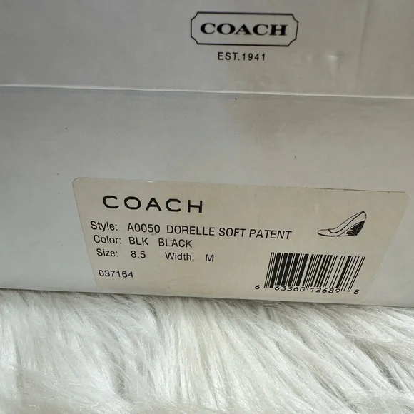 Coach Dorelle Black Patent Leather Wedges 3 3/4 3.75 inch Heels Size 8.5 - Picture 8 of 8